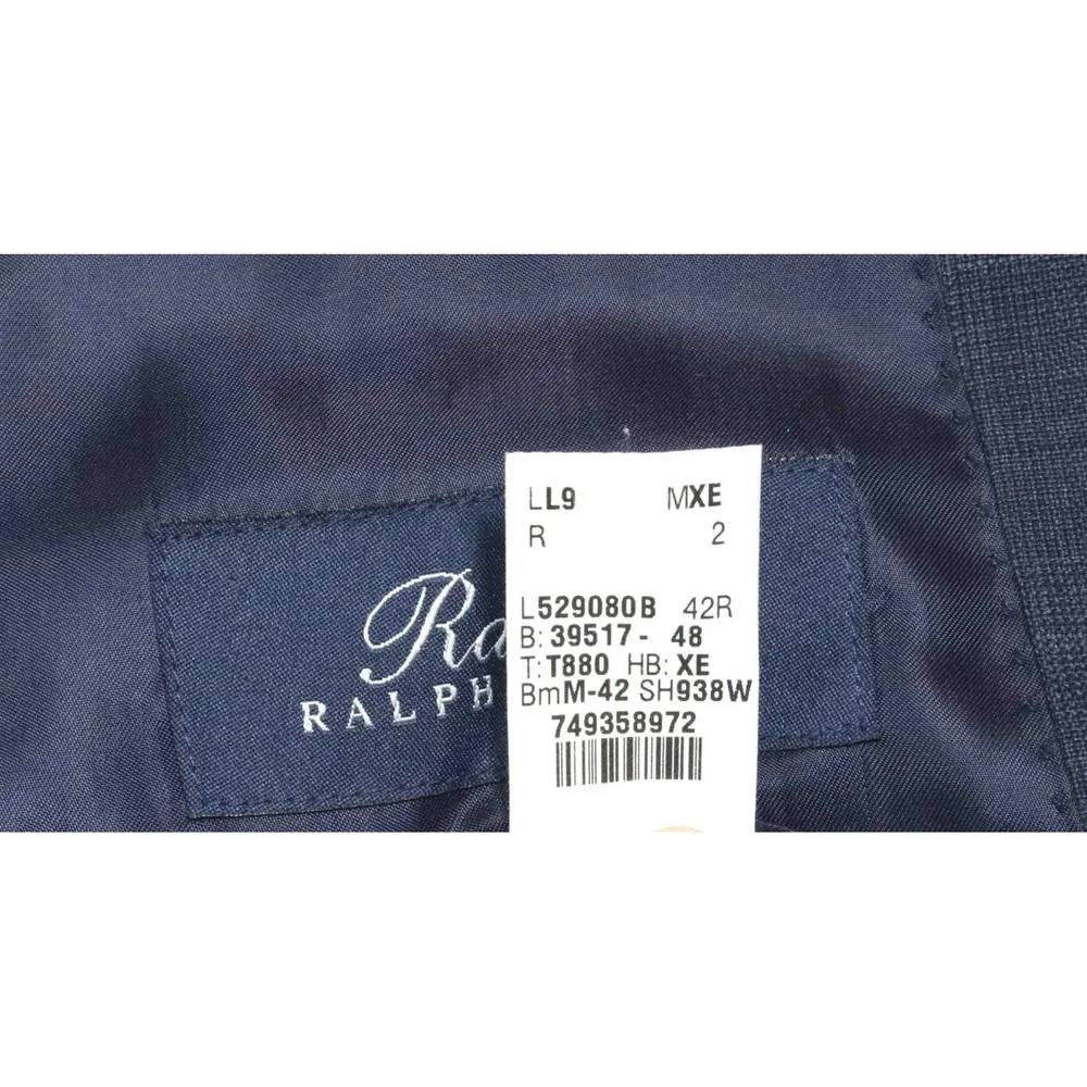 Ralph Lauren Blue Windowpane Check Wool Tweed Blazer Jacket Mens Size 42R